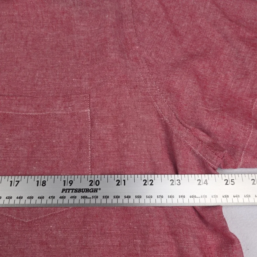 Banana Republic Linen Shirt Mens XL Pink Short Sleeve Button Up Beach Cotton
